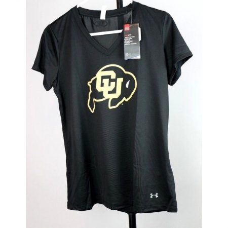 Colorado Buffaloes Women’s Under Armour Black V-Neck T-Shirt, Medium