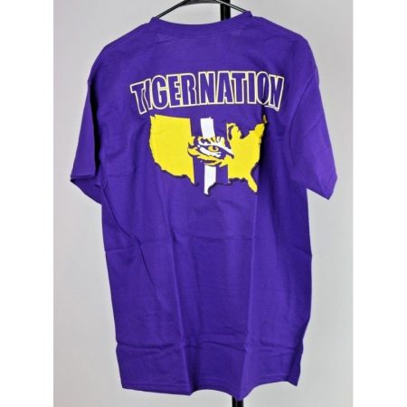 LSU Tigers Stripe Nation Short Sleeve T-Shirt, Purple, Large